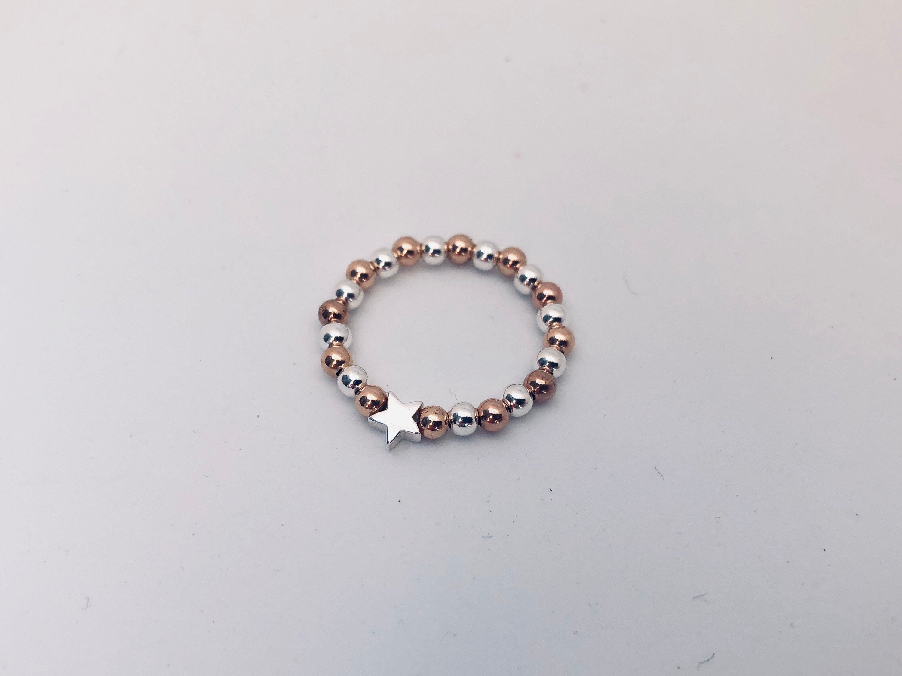 Sterling Silver and Rose Gold Filled Star Stretch Ring Etsy UK