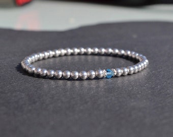 Silver and Aquamarine Swarovski Crystal Bracelet