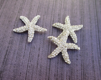 10stk Strass SILBER Seestern Schnalle, Hochzeitsort Hochzeit, Slider, Kristall,