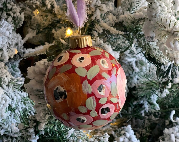 floral Christmas ornaments | hand painted Christmas ornaments