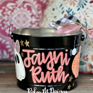 trick or treat bucket, halloween bucket, customized bucket