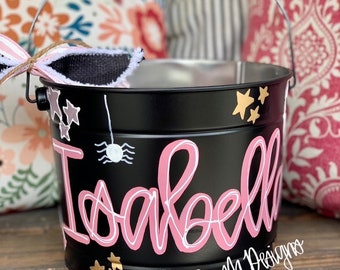 trick or treat bucket, halloween bucket, customized bucket