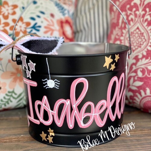 Trick or Treat Bucket Halloween Bucket Customized Bucket Etsy