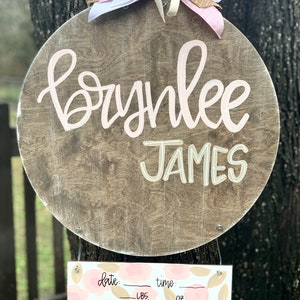Hospital Door Hanger Girl, Nursery Name Sign Baby Girl, Birth Stats Sign, Newborn Name Sign, Personalized Birth Announcement, Floral Sign