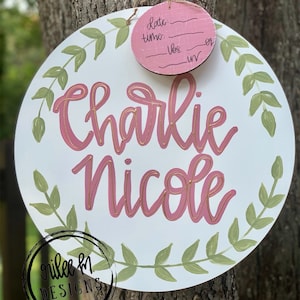 Hospital Door Hanger Girl, Nursery Name Sign Baby Girl, Birth Stats Sign, Newborn Name Sign, Personalized Birth Announcement, Floral Sign