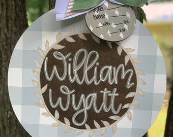 Hospital Door Hanger Boy, Birth Stats Sign, Baby Birth Announcement, Baby Shower Gift, Personalized Baby Name Sign
