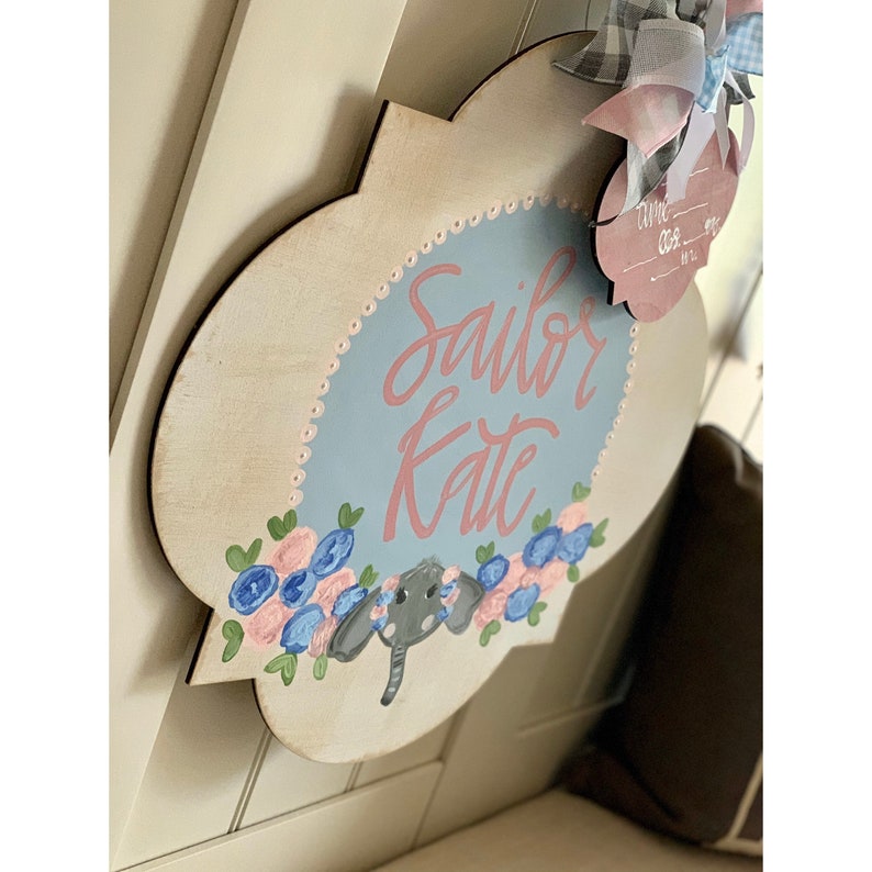 Hospital Door Hanger Girl Nursery Name Sign Baby Girl Birth Etsy
