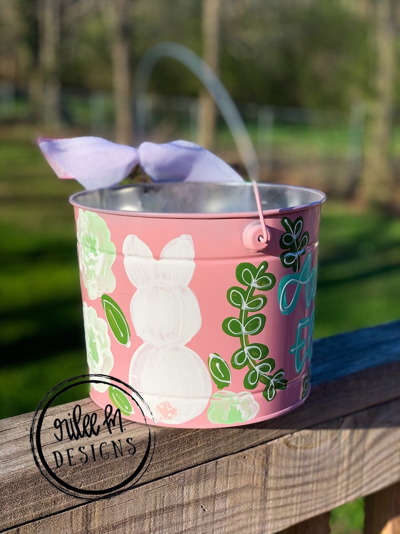 Customized Easter Bucket Hand Painted Easter Bucket Painted Etsy