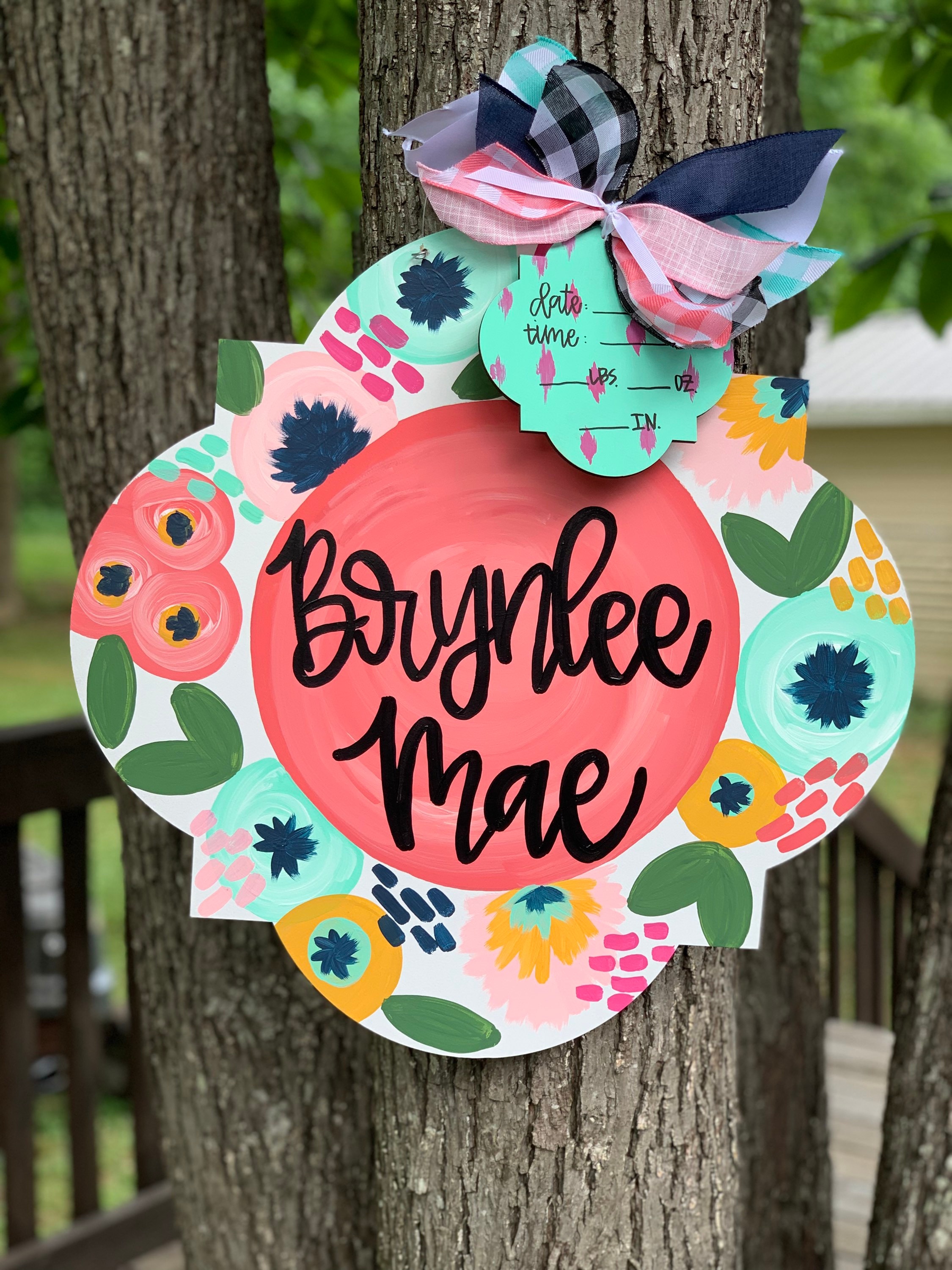 Hospital Door Hanger Girl Nursery Name Sign Baby Girl Birth Etsy