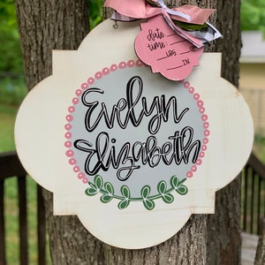 Hospital Door Hanger Girl, Nursery Name Sign Baby Girl, Birth Stats Sign, Newborn Name Sign, Personalized Birth Announcement, Floral Sign