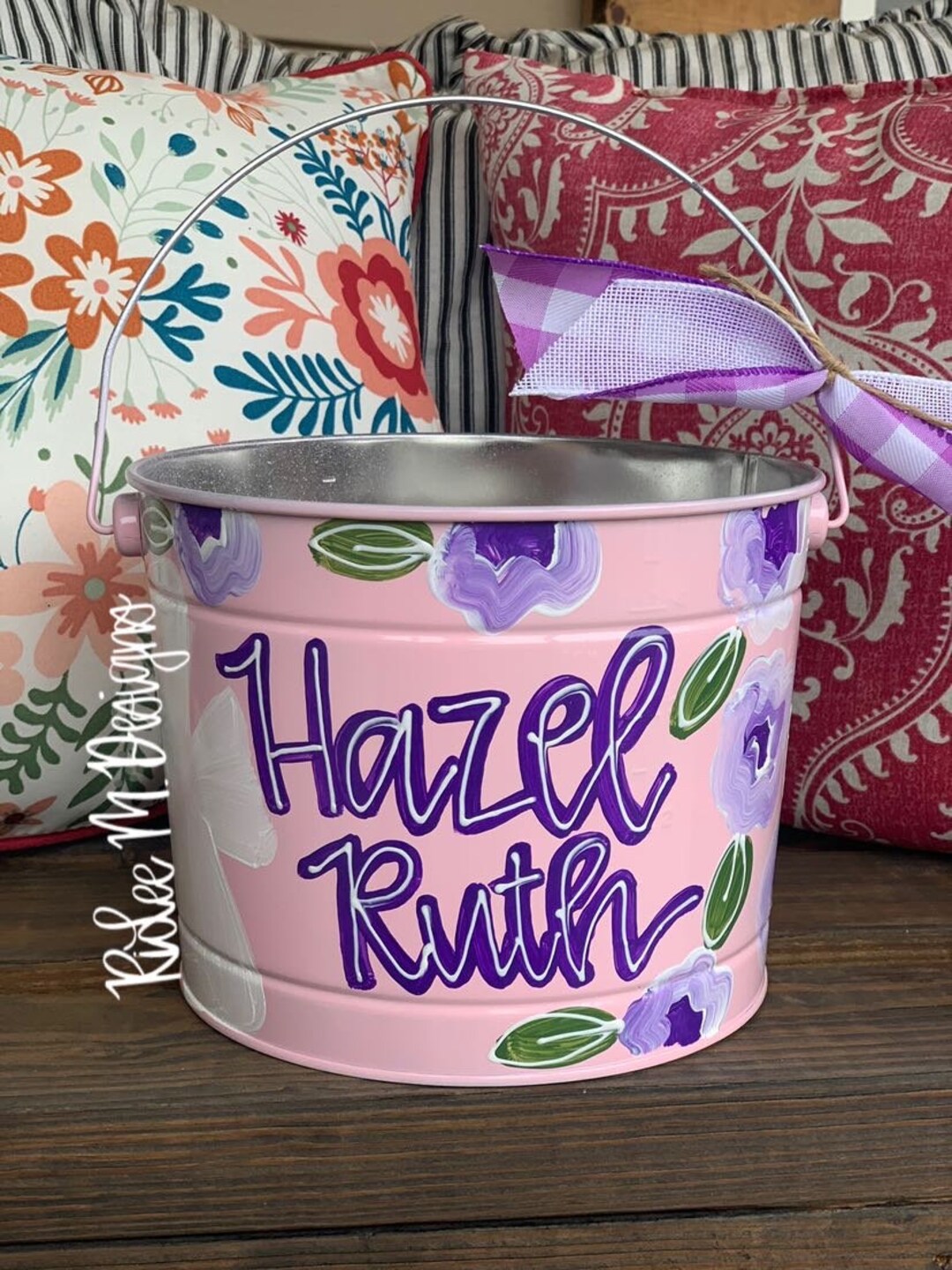 Customized Easter Bucket, Hand Painted Easter Bucket, Painted Easter
