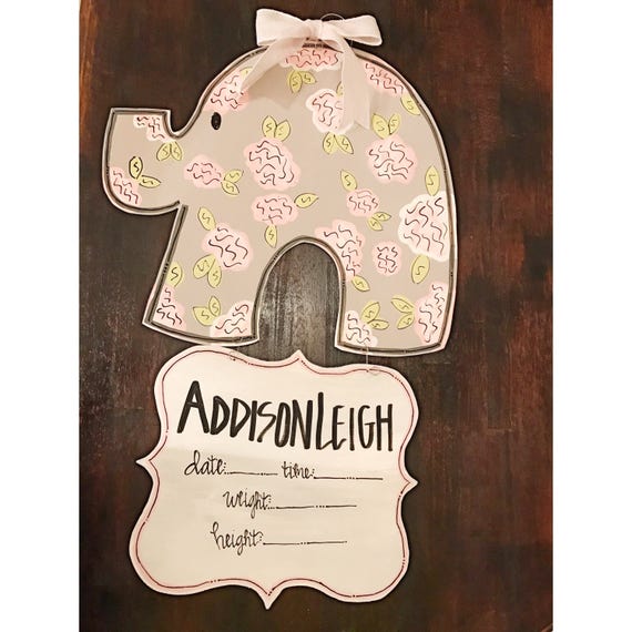 Floral Baby Door Hanger Hospital Door Hanger Pink Grey Etsy