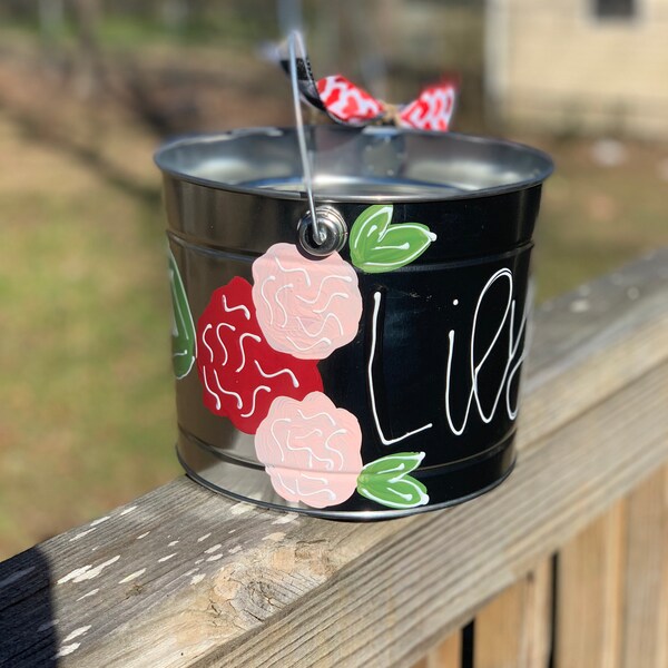 Painted Valentine Bucket Etsy