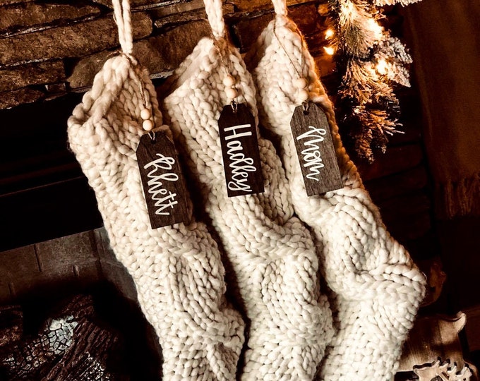 christmas stocking tags, calligraphy tags, gift tags