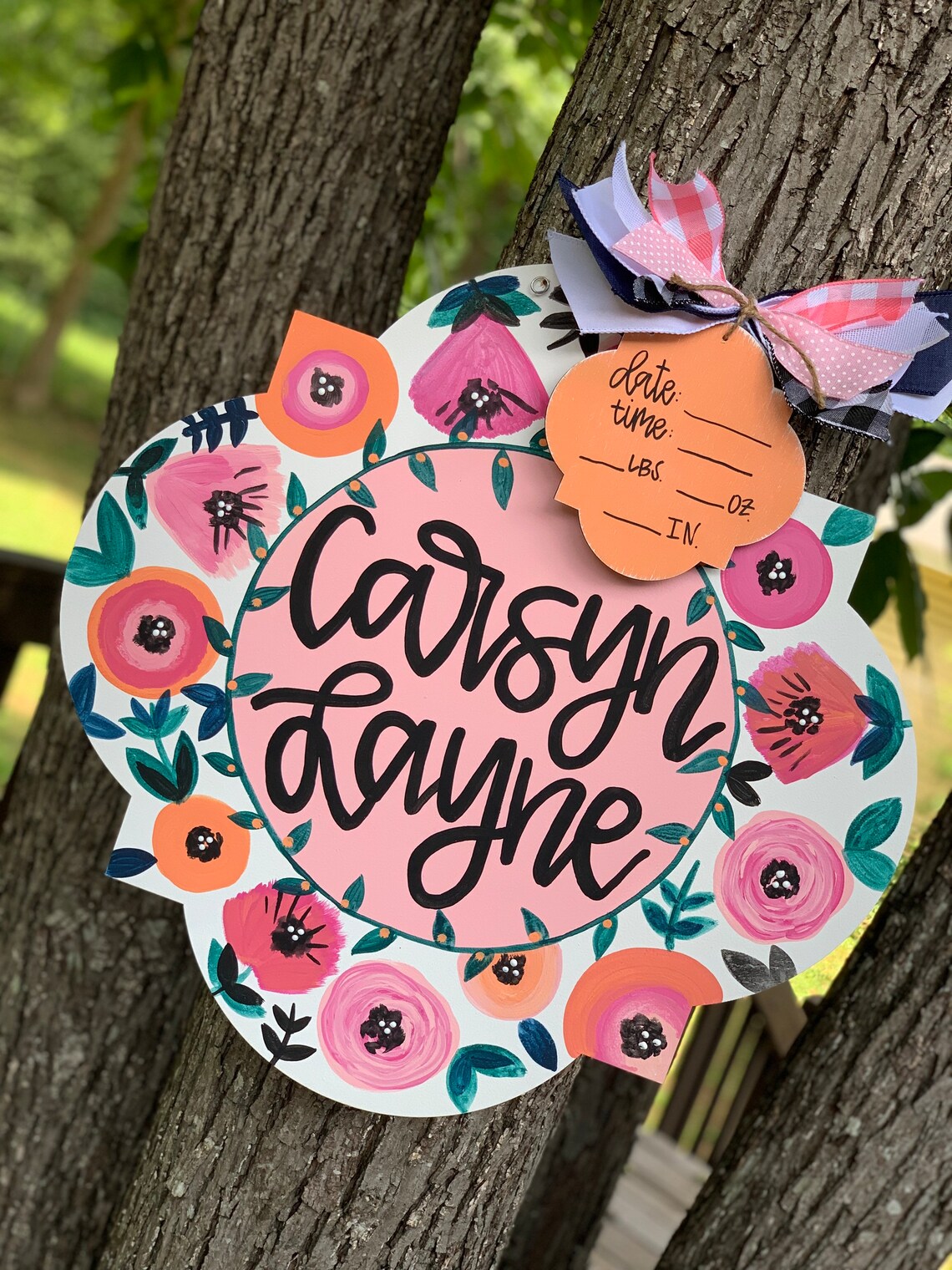 Hospital Door Hanger Girl Nursery Name Sign Baby Girl Birth Etsy