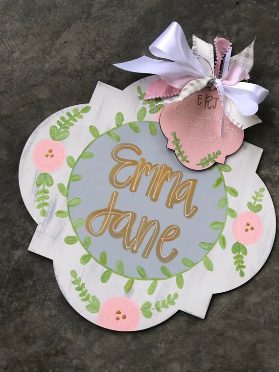 Hospital Door Hanger For Girls Hospital Door Hanger Baby Girl Nursery Birth Announcement