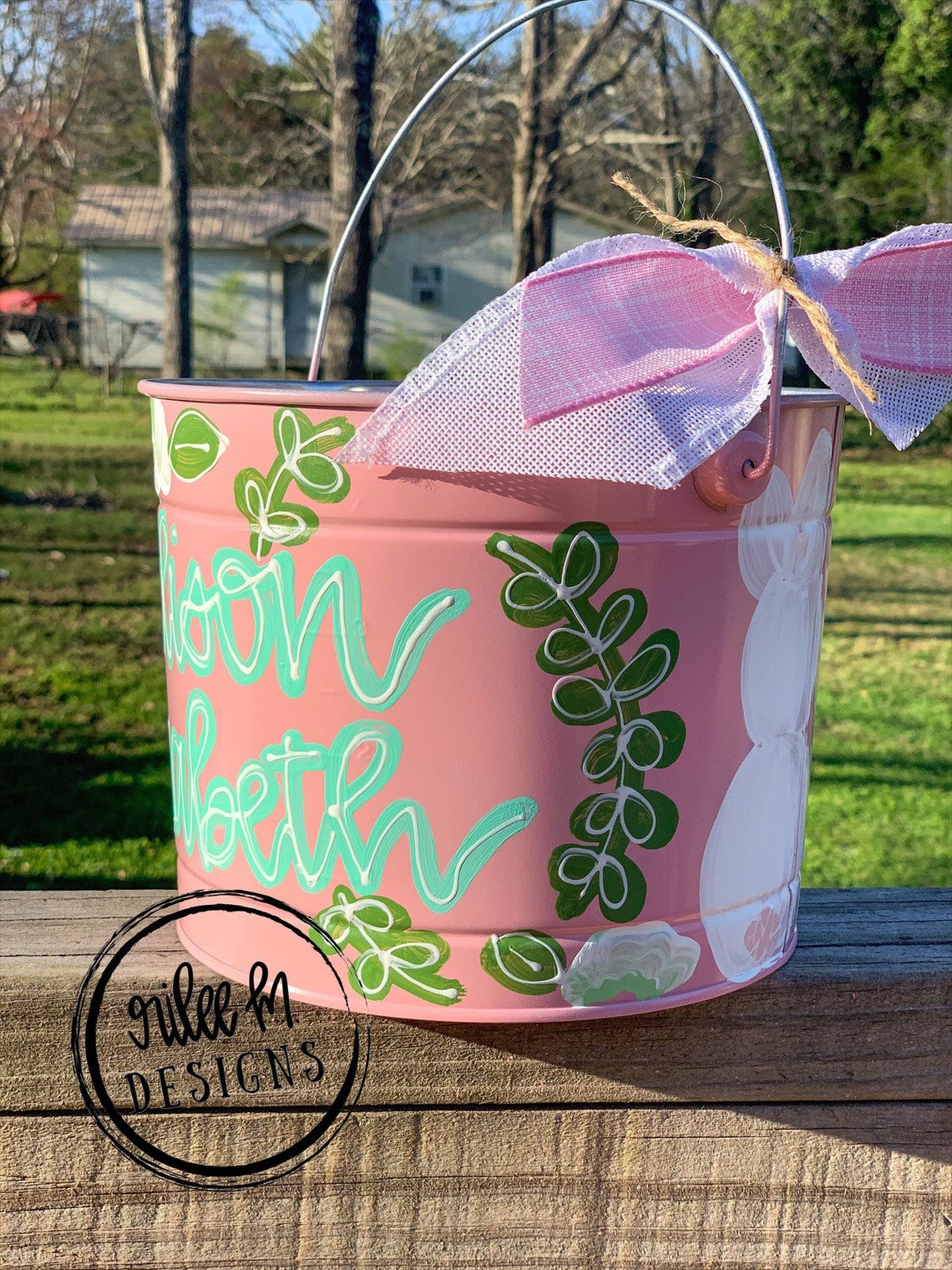Customized Easter Bucket Hand Painted Easter Bucket Painted Etsy