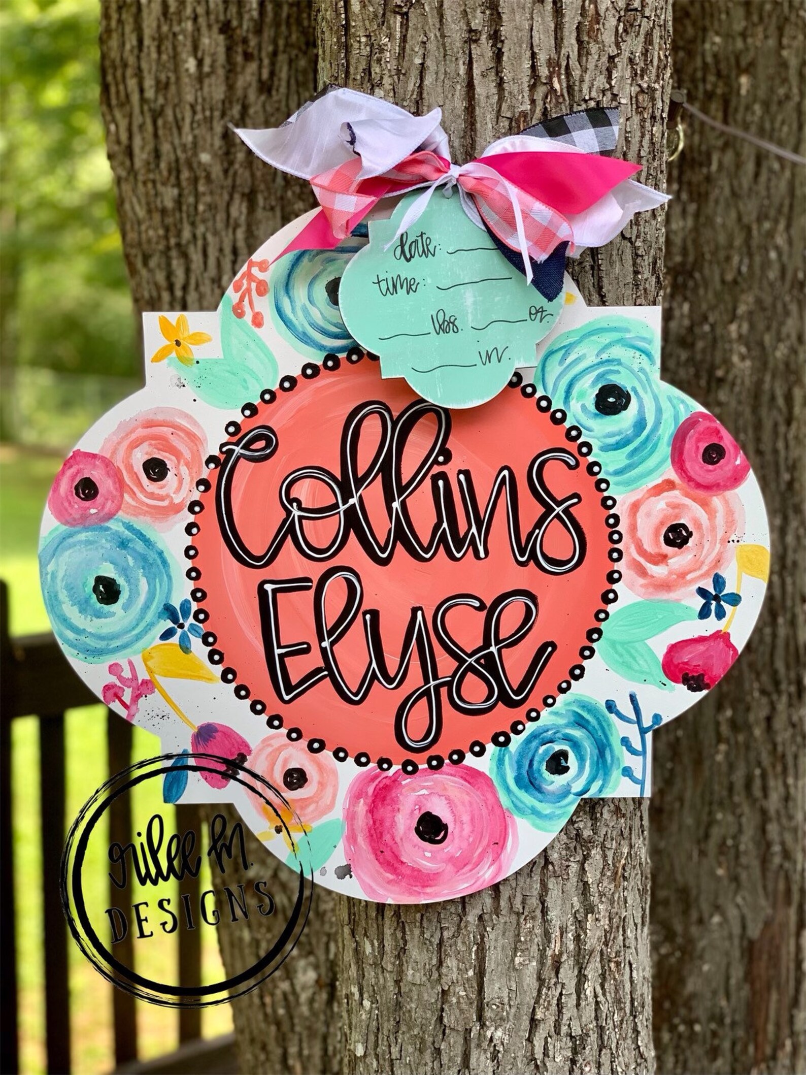 Hospital Door Hanger Girl Nursery Name Sign Baby Girl Birth Etsy