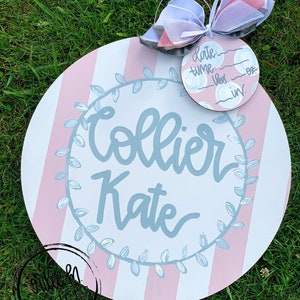 Letrero para puerta de hospital, letrero con nombre para niña, letrero con estadísticas de nacimiento, letrero con nombre para recién nacido, anuncio de nacimiento personalizado, letrero floral.