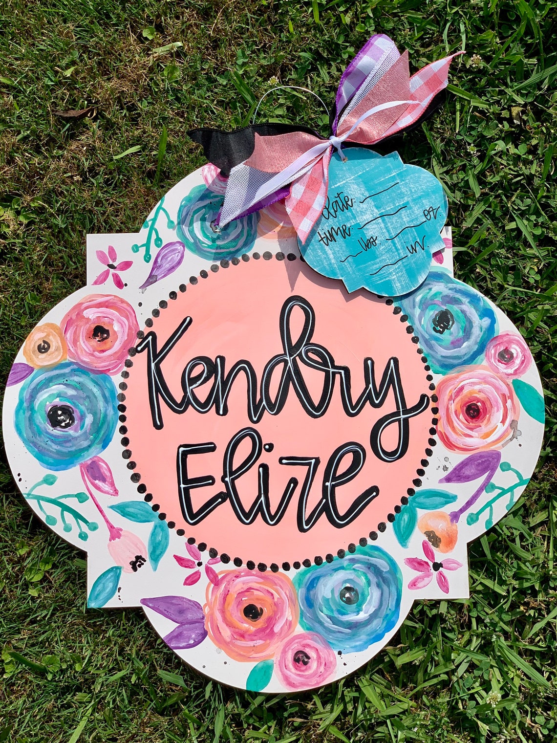 Hospital Door Hanger Girl Nursery Name Sign Baby Girl Birth Etsy
