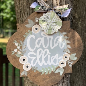 Hospital Door Hanger Girl, Nursery Name Sign Baby Girl, Birth Stats Sign, Newborn Name Sign, Personalized Birth Announcement, Floral Sign