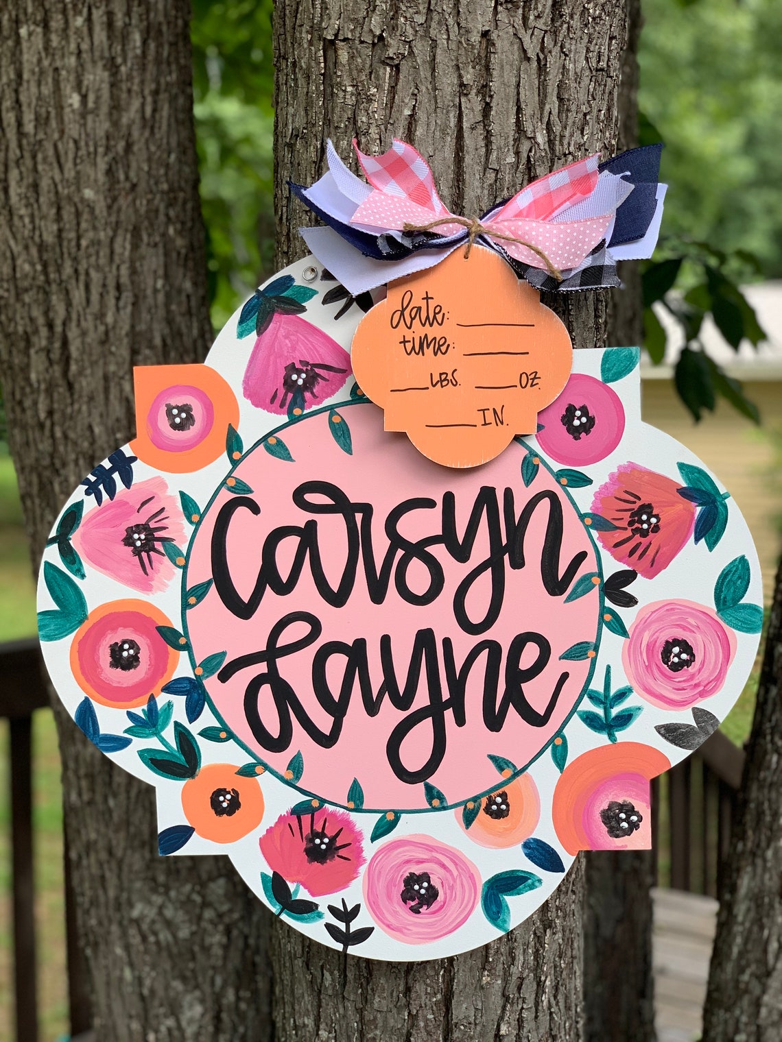 Hospital Door Hanger Girl Nursery Name Sign Baby Girl Birth Etsy