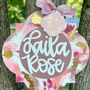 Hospital Door Hanger Girl, Nursery Name Sign Baby Girl, Birth Stats Sign, Newborn Name Sign, Personalized Birth Announcement, Floral Sign