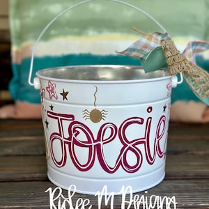 trick or treat bucket, halloween bucket, customized bucket, boho bucket