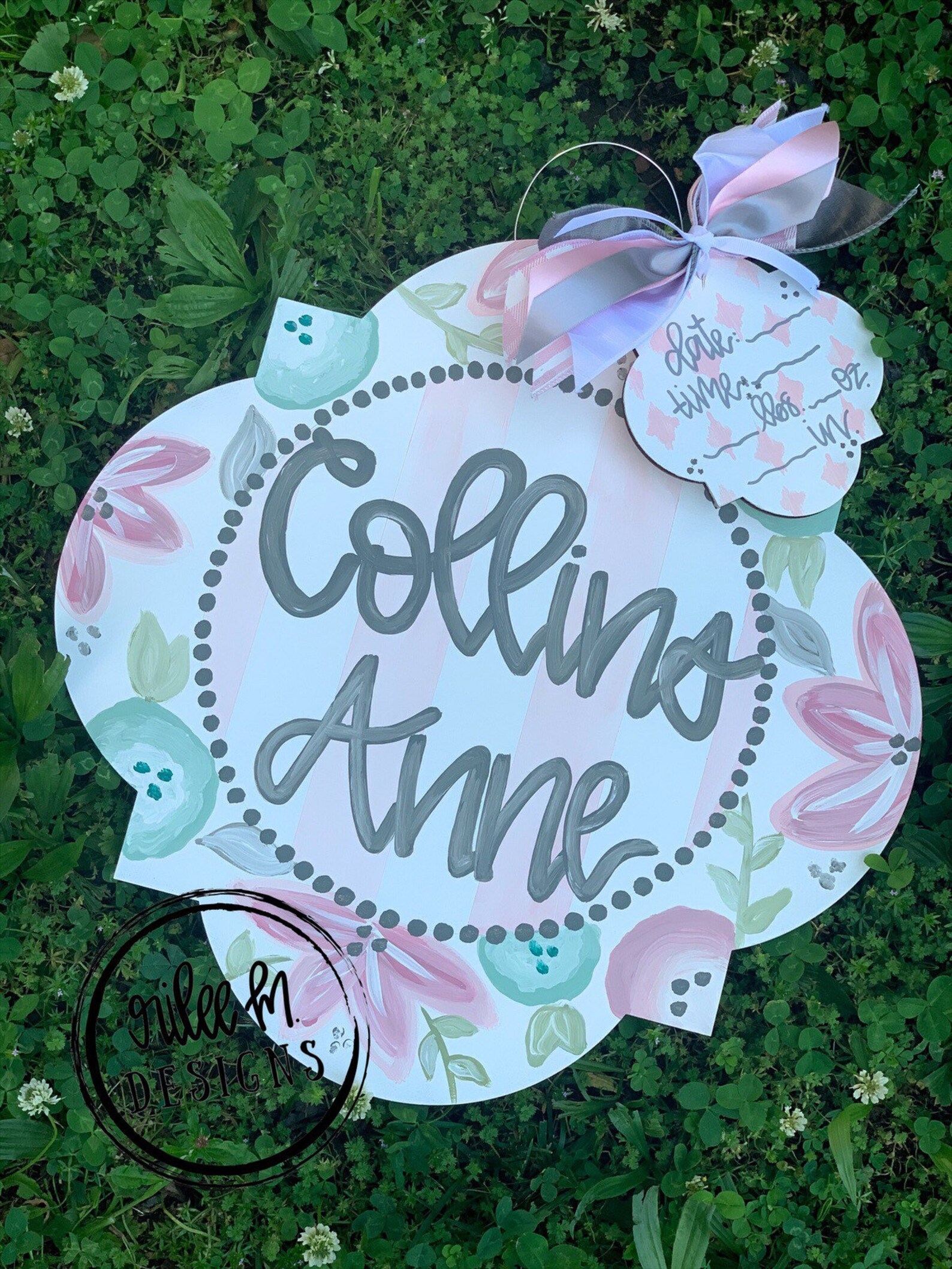 Hospital Door Hanger Girl Nursery Name Sign Baby Girl Birth Etsy
