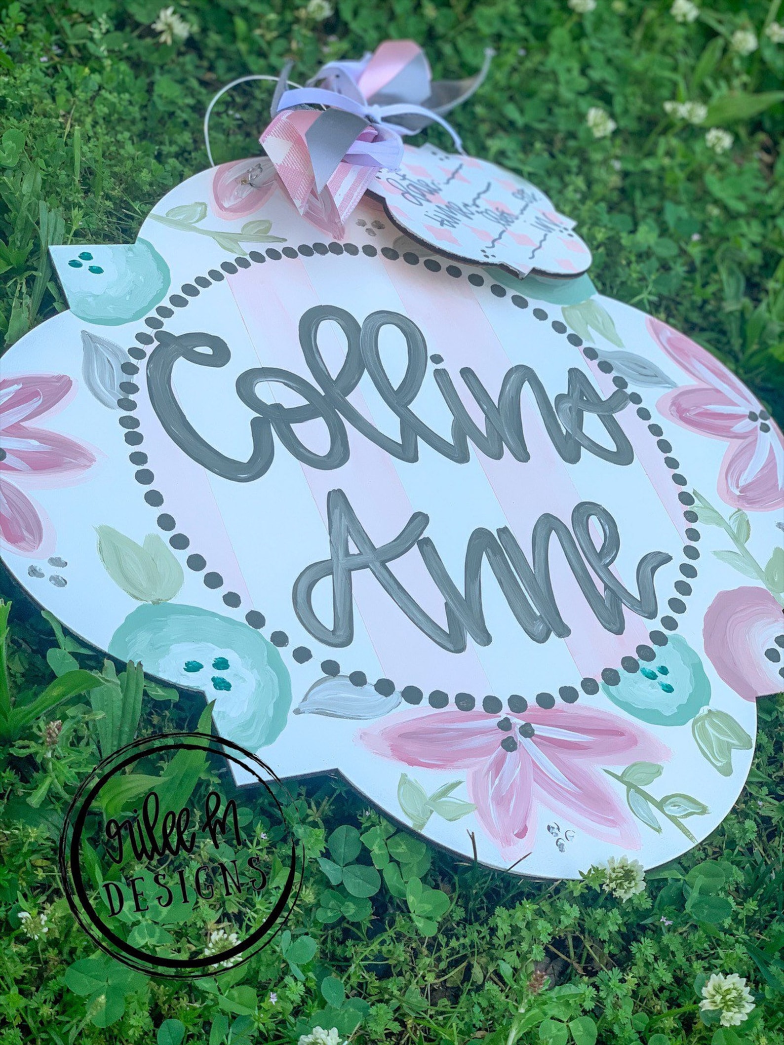 Hospital Door Hanger Girl Nursery Name Sign Baby Girl Birth Etsy