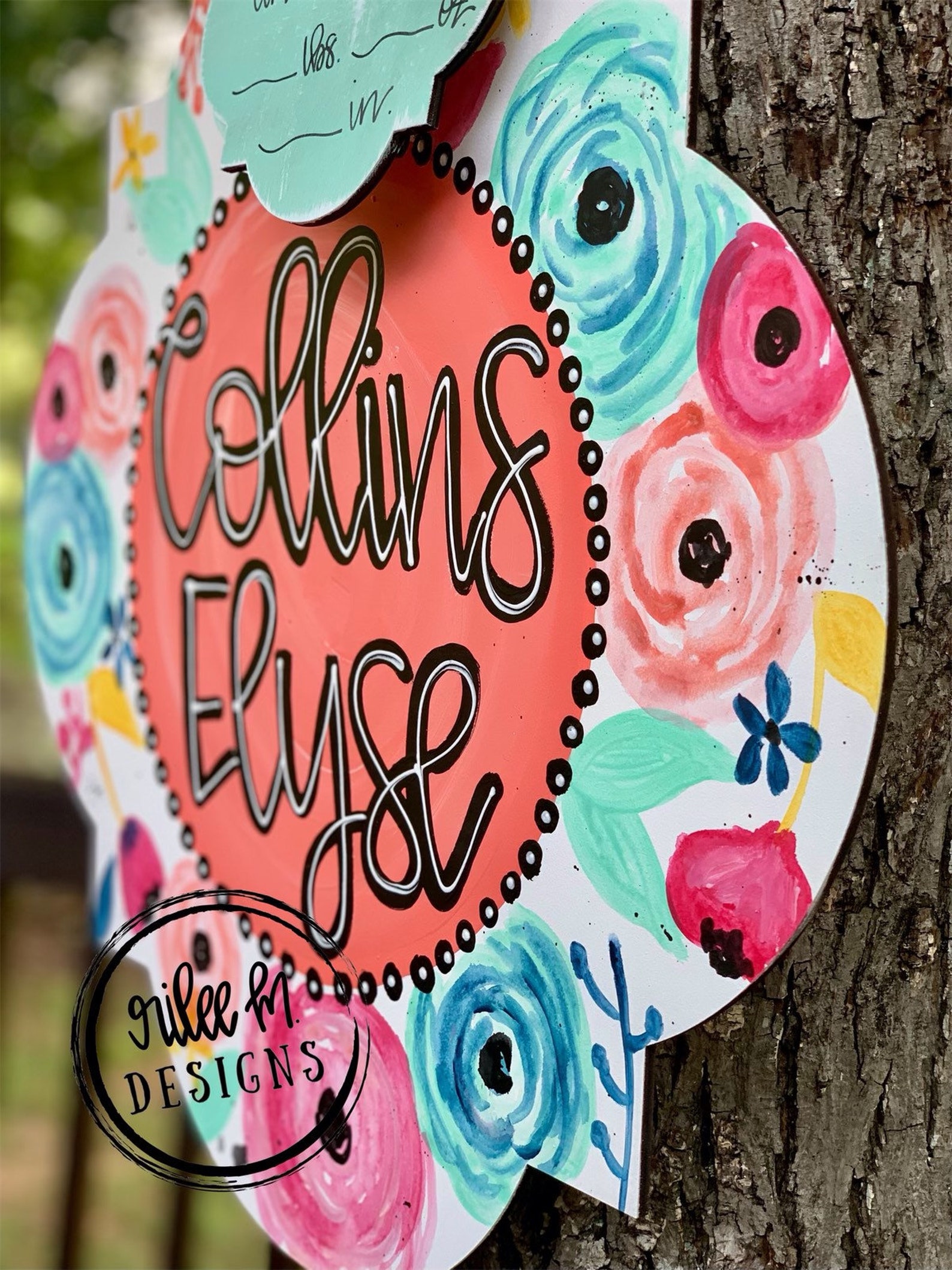 Hospital Door Hanger Girl Nursery Name Sign Baby Girl Birth Etsy