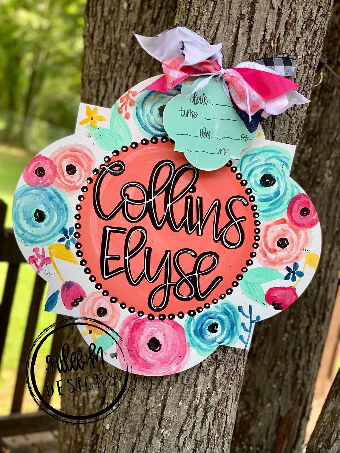 Hospital Door Hanger Girl Nursery Name Sign Baby Girl Birth Etsy