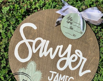 Hospital Door Hanger Boy, Birth Stats Sign, Baby Birth Announcement, Baby Shower Gift, Personalized Baby Name Sign