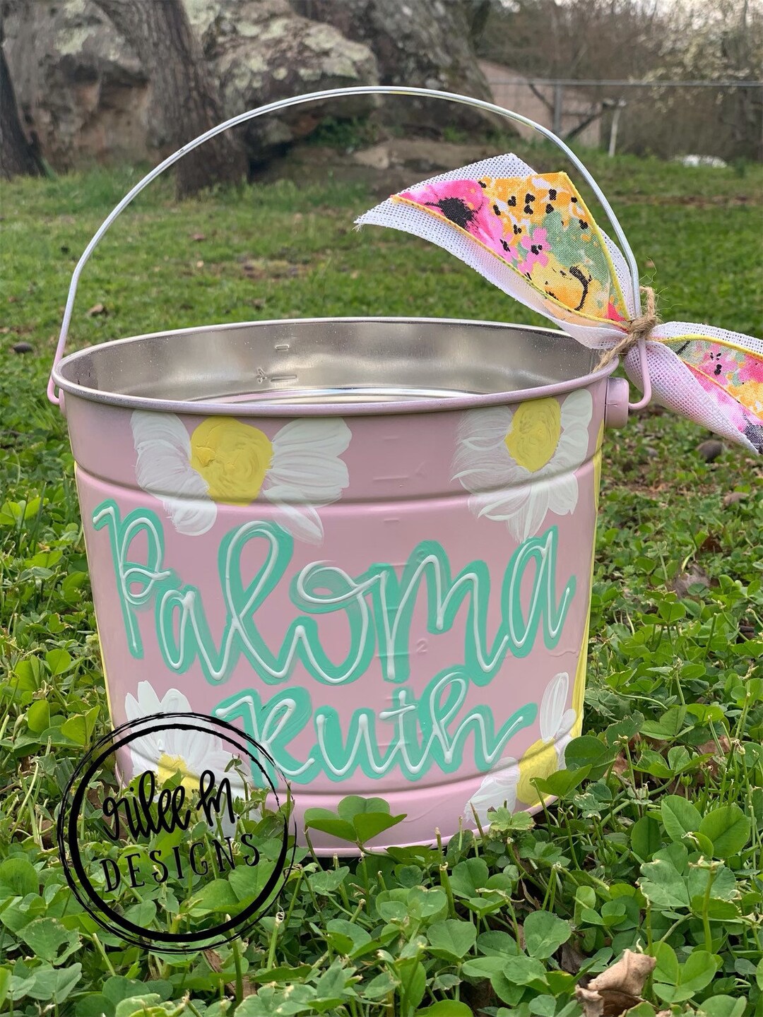Customized Easter Bucket, Hand Painted Easter Bucket, Painted Easter