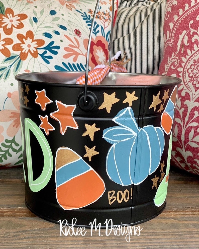 Trick or Treat Bucket Halloween Bucket Customized Bucket Etsy