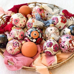 floral Christmas ornaments | hand painted Christmas ornaments