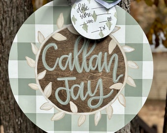 Personalized Hospital Door Hanger | Baby Boy Name Sign | Nursery Name Sign | Personalized Birth Announcement | Newborn Name Sign