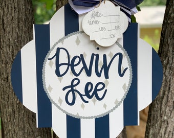 Hospital Door Hanger Boy, Birth Stats Sign, Baby Birth Announcement, Baby Shower Gift, Personalized Baby Name Sign
