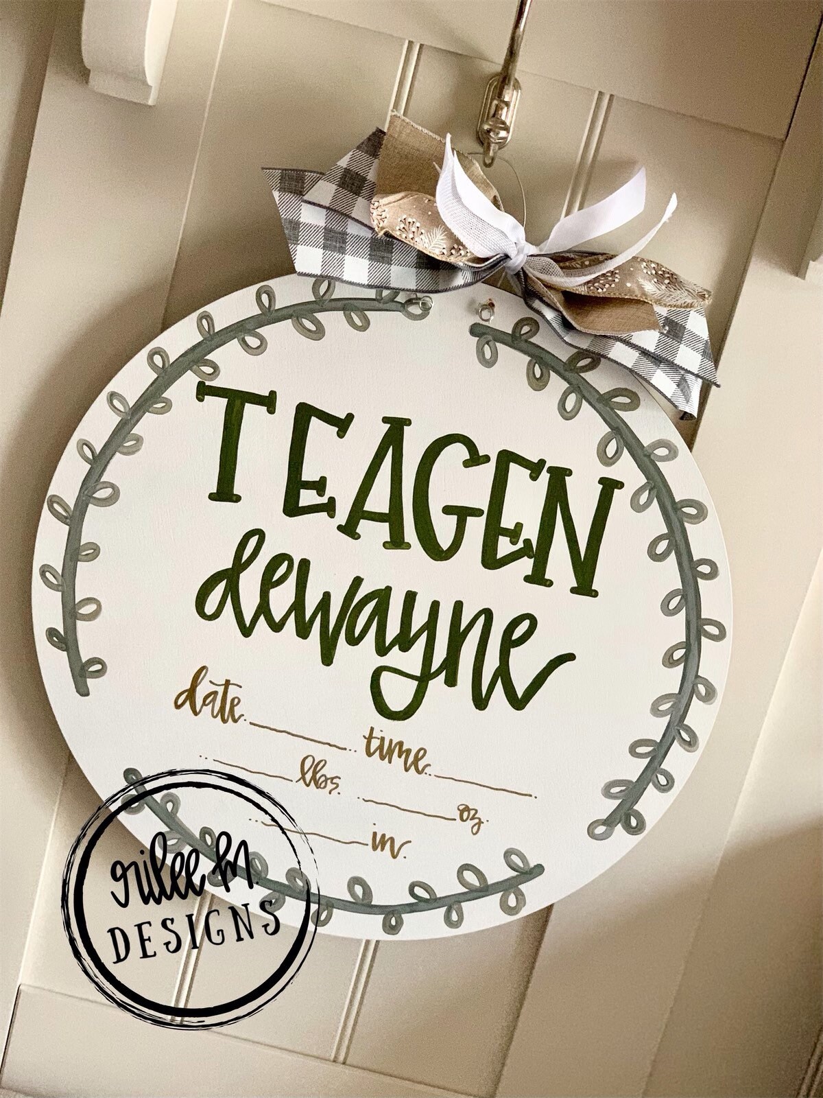 12 Rustic New Baby Boy Door Hanger baby stats Hospital Door Hanger Baby