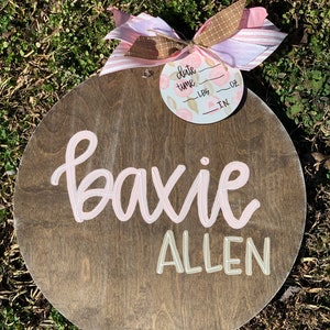 Hospital Door Hanger Girl, Nursery Name Sign Baby Girl, Birth Stats Sign, Newborn Name Sign, Personalized Birth Announcement, Floral Sign