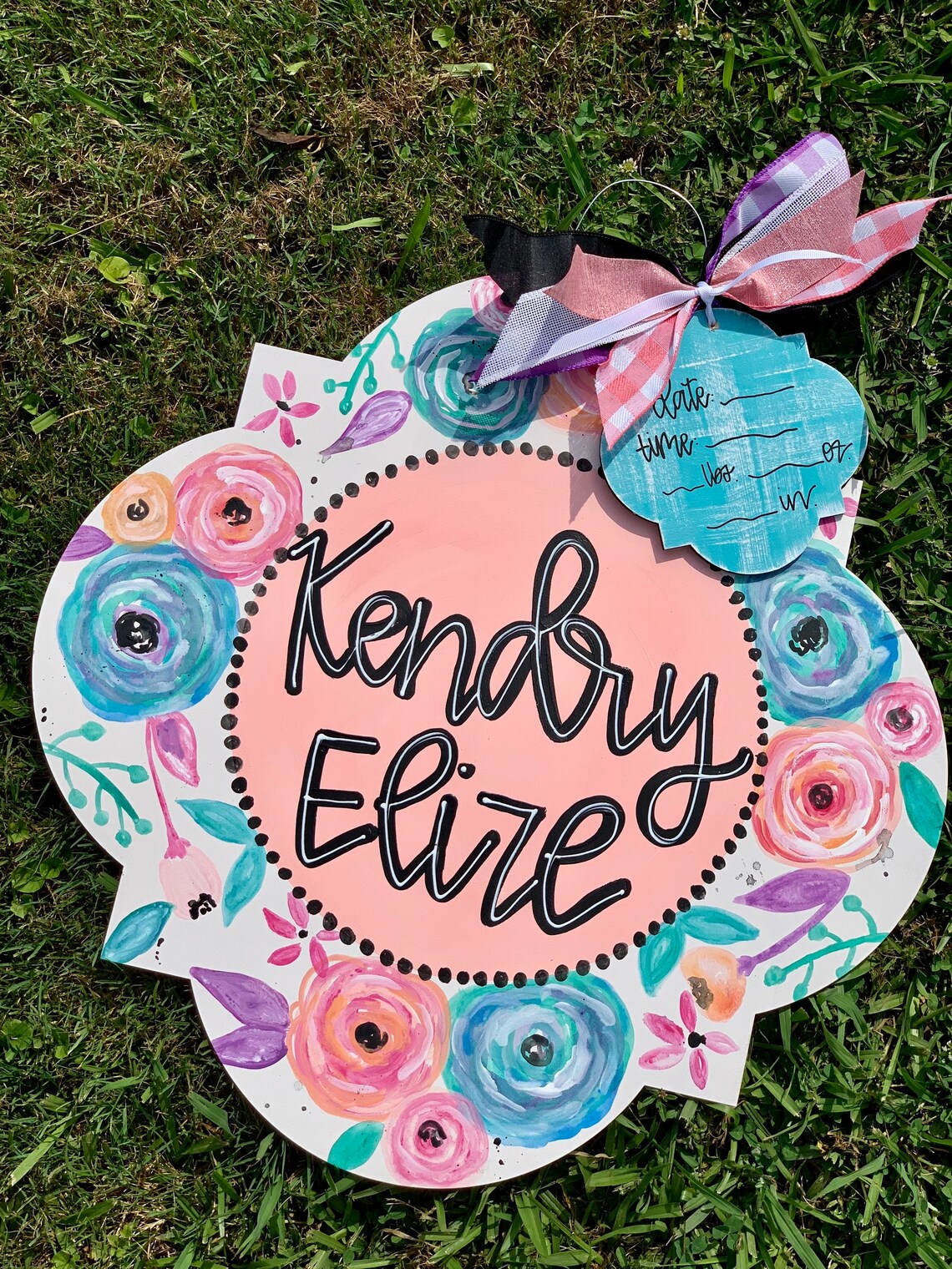 Hospital Door Hanger Girl Nursery Name Sign Baby Girl Birth Etsy