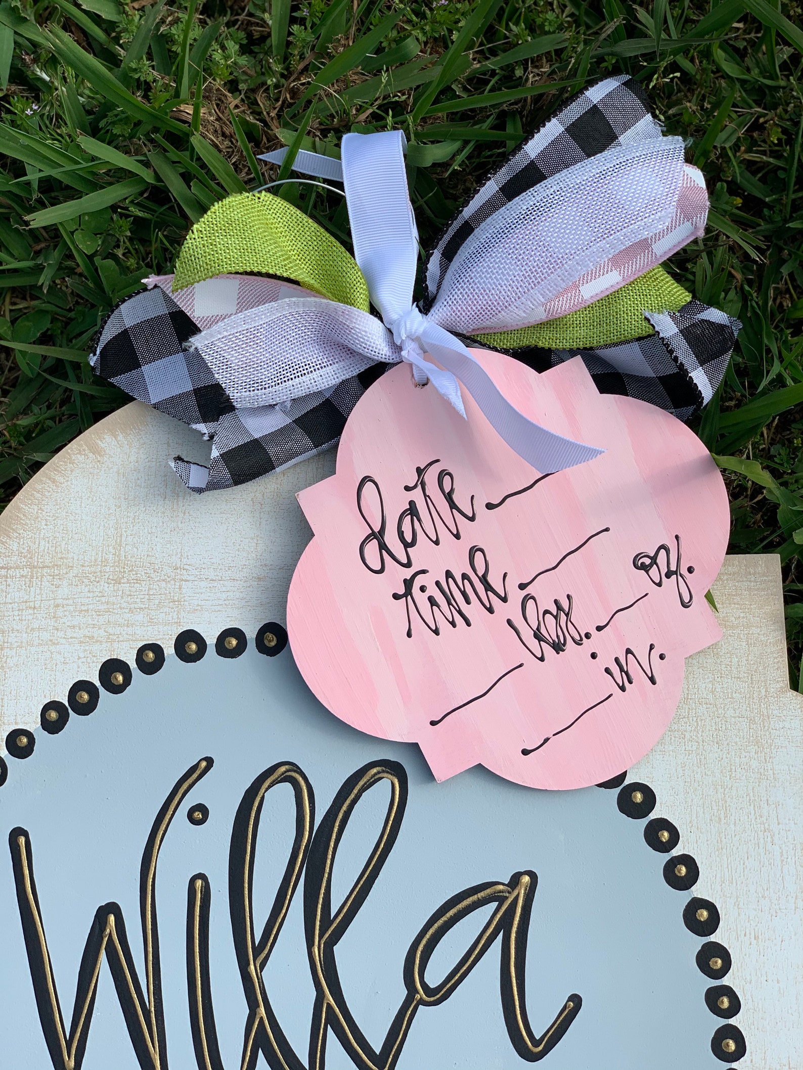 Hospital Door Hanger Girl Nursery Name Sign Baby Girl Birth Etsy