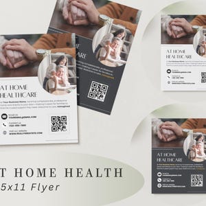 Home Health Care Flyer Template for Nurses, Private Practitioners, and Caretakers – Editable Canva Design - 8.5x11 with QR Code