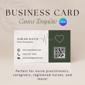 Modelo editável de código QR para cartão de visita de saúde domiciliar - Download digital do Canva para enfermeiros, cuidadores de idosos e muito mais