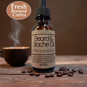 Fresh Brew Coffee Beard Oil 1oz – Dark Roast Scent, Handmade, Conditioning, Softens & Styles Beard, Natural Vegan Ingredients
