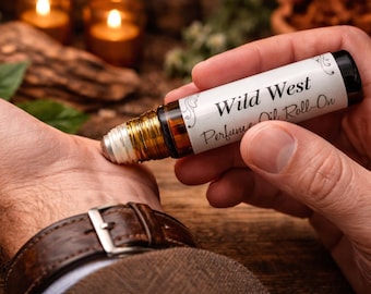 Wild West Roll On Perfume Oil 10ml Leather Suede Cedar Amber Musk Unisex Western Fragrance Vegan