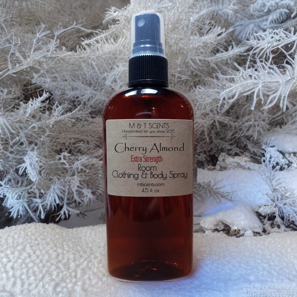 CHERRY ALMOND EXTRA Strength scented Room & Clothing Spray, 4.5oz, blend of juicy cherries and sweet almonds