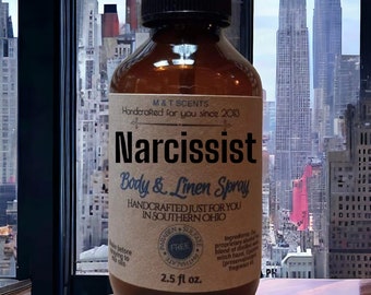 NARCISSIST Body & Linen Spray 2.5oz bottle, Our blend of Egyptian musk, Patchouli, Cinnamon, Orange Blossom Anise BEST Seller compare to BCS
