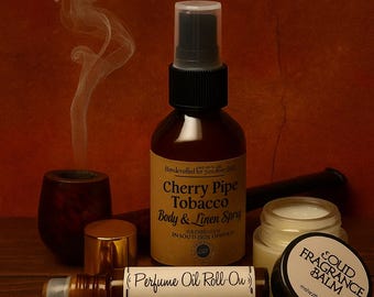 cherry pipe tobacco perfume CHERRY PIPE TOBACCO Gift Set | 3 Piece Men’s Fragrance | Body Spray,  Roll-On Oil, Solid Balm