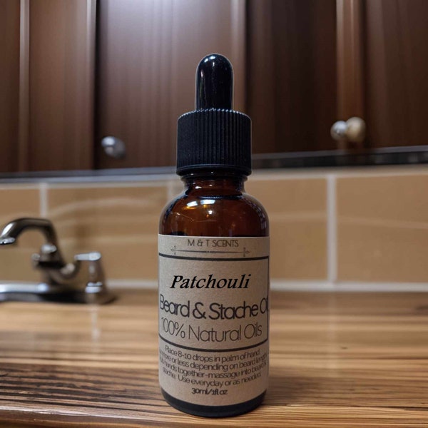 PATCHOULI Beard oil / Mustache Oil / Natural & Organic ingredients / 30ML/1oz Woody aroma of patchouli leaves with a sophisticated musk